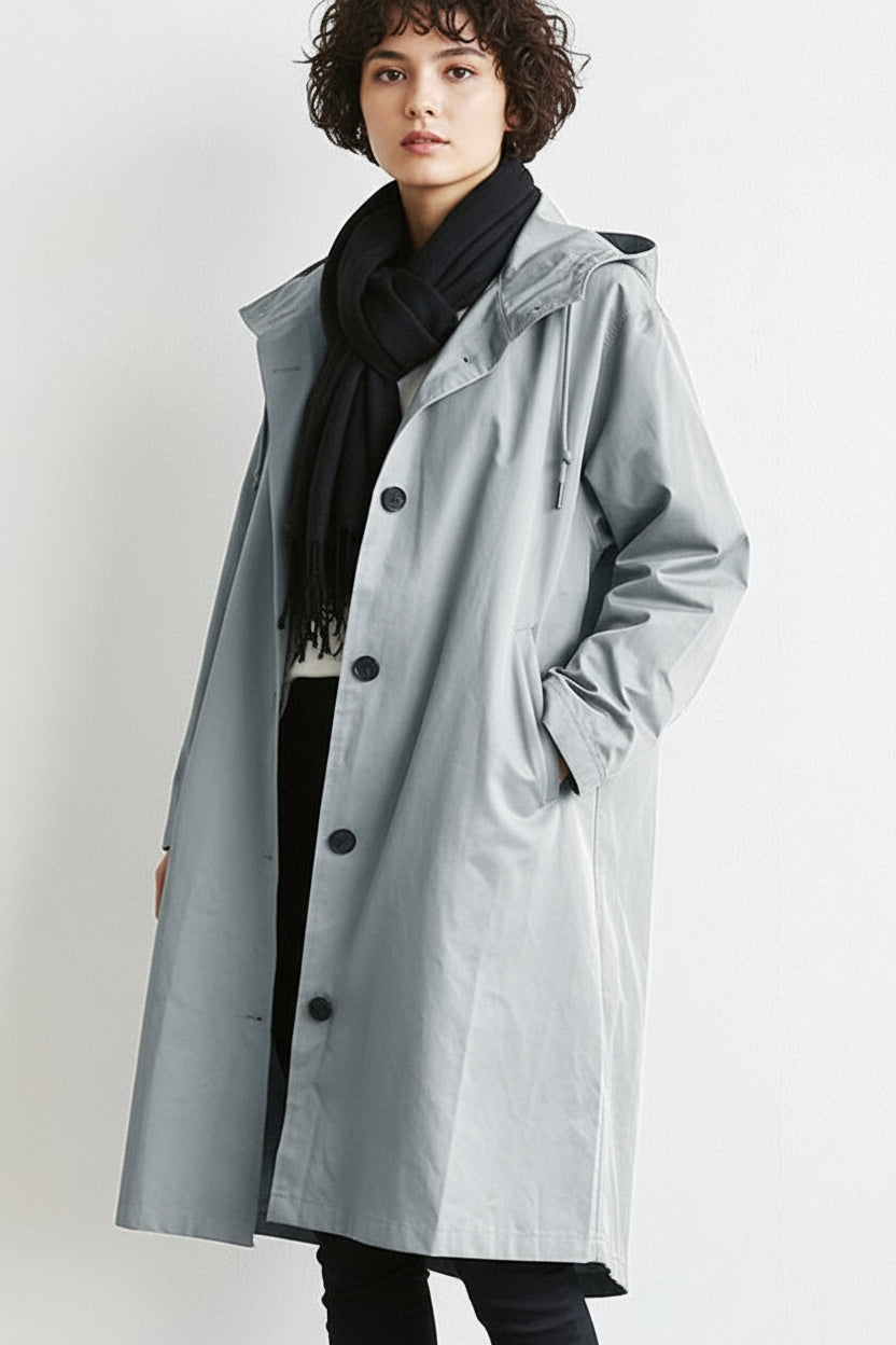 Imperméable à capuche coupe longue