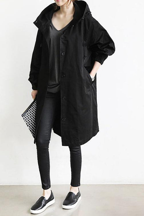 Imperméable à capuche coupe longue