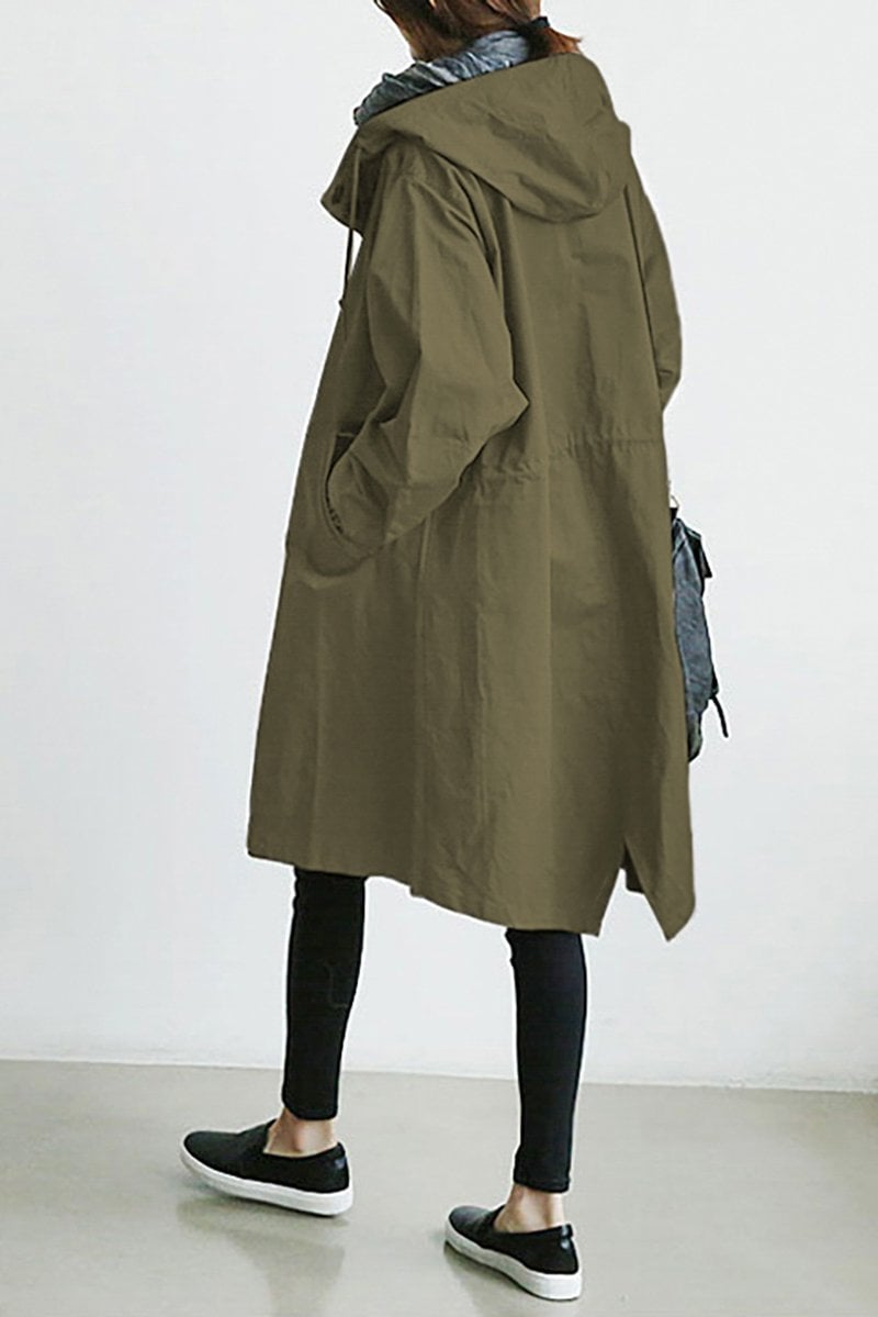 Imperméable à capuche coupe longue