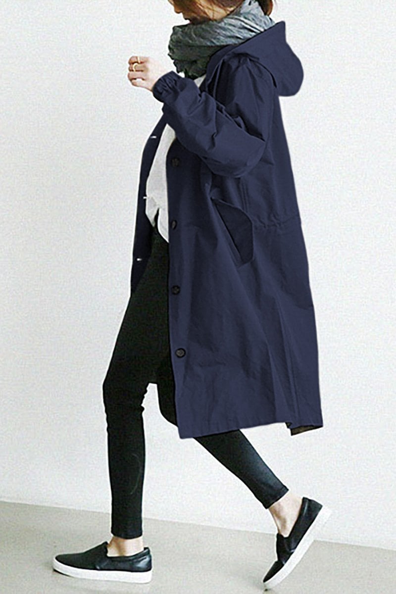 Imperméable à capuche coupe longue