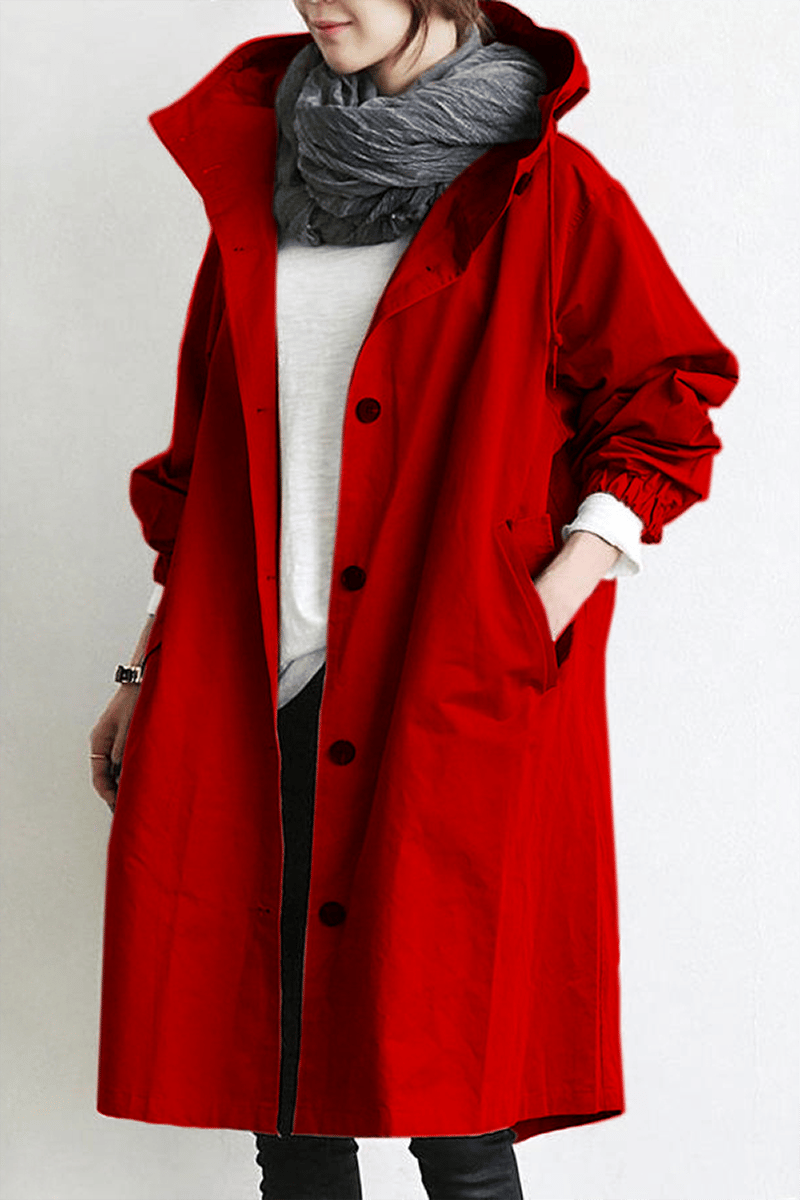 Imperméable à capuche coupe longue