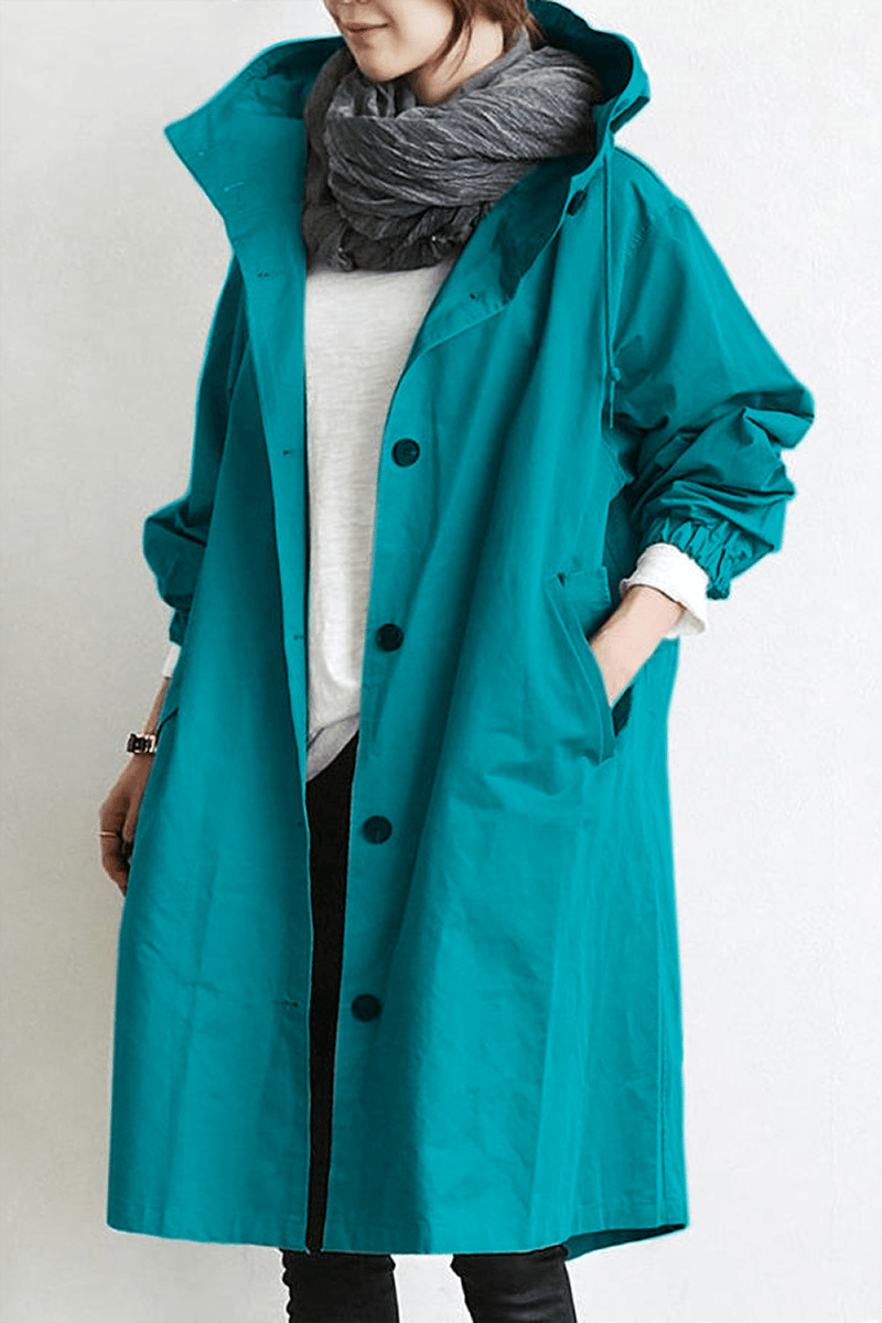 Imperméable à capuche coupe longue