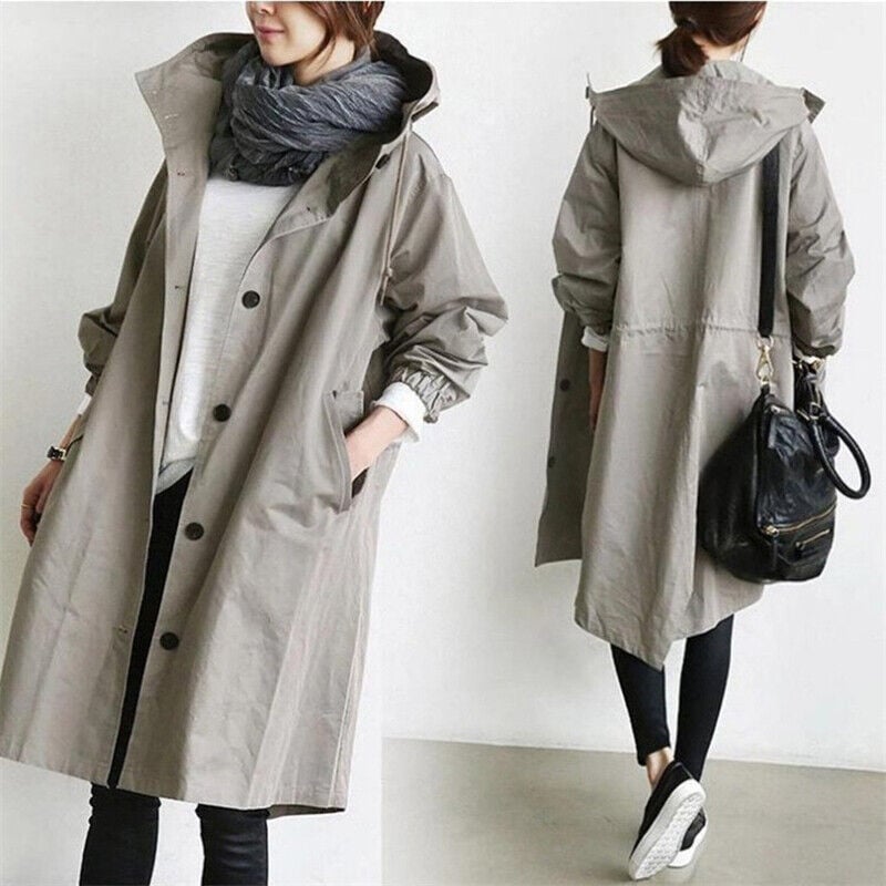 Imperméable à capuche coupe longue