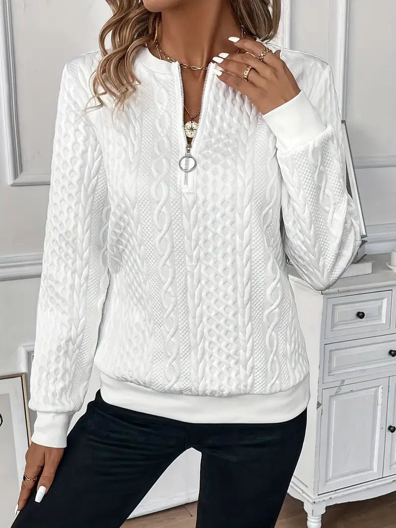 Strickpullover Mit Halbem Reißverschluss Und Ringzug